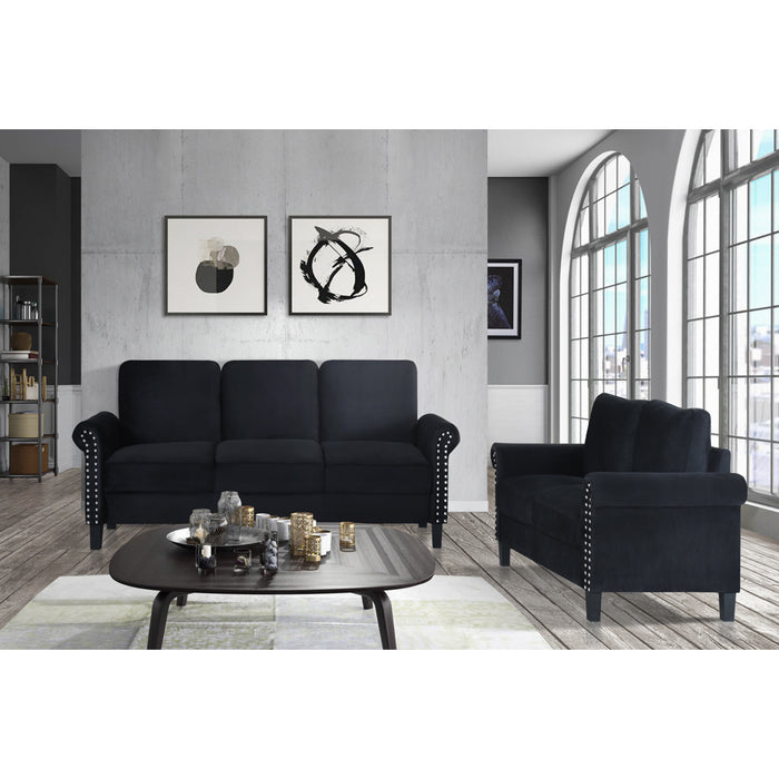 Global Furniture Black Velvet Sofa