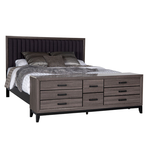 Global Furniture Laura Foil Grey Queen Bed with Case