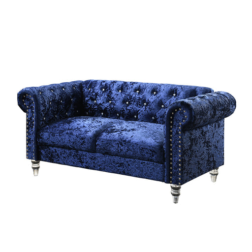 Global Furniture Dark Blue  Velvet Tufted KD Loveseat