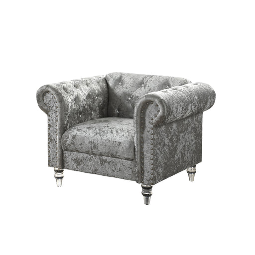 Global Furniture Grey Velvet Tufted KD Chair