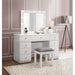 Global Furniture Alana White Vanity Set with Stool and Mirror