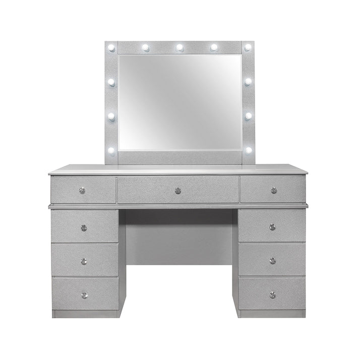 Global Furniture Amina Silver Vanity Set with Stool and Mirror