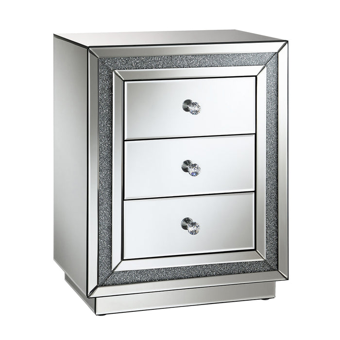 Global Furniture Mirrored Small 3 Drawer Side Table