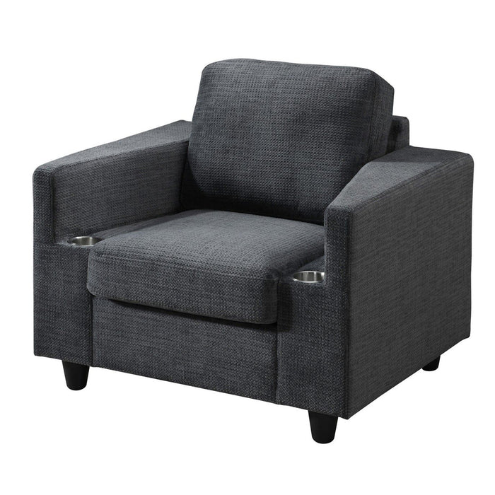 Global Furniture Bear Gunmetal Chair with Cupholders