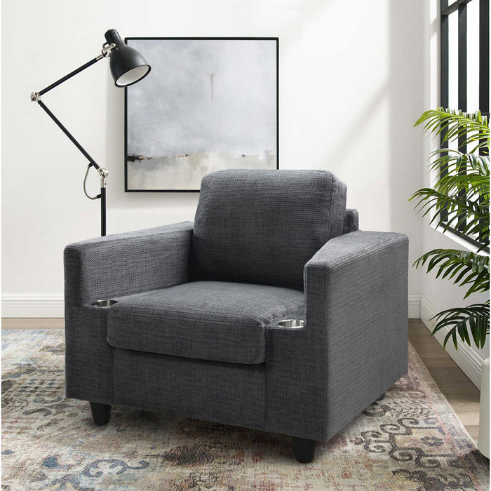Global Furniture Bear Gunmetal Chair with Cupholders