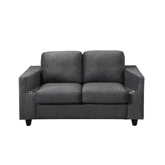 Global Furniture Bear Gunmetal Loveseat with Cupholders