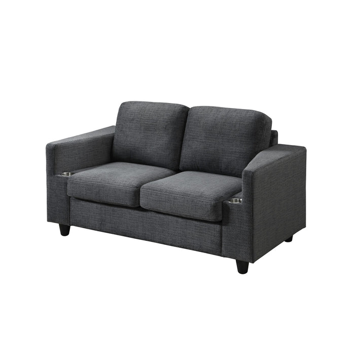 Global Furniture Bear Gunmetal Loveseat with Cupholders