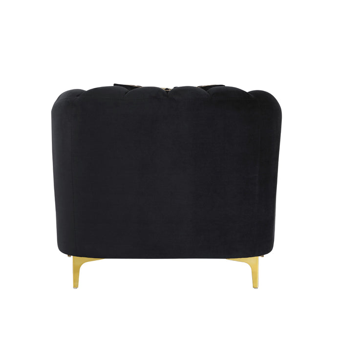 Global Furniture Black Velvet Slat Design Chair