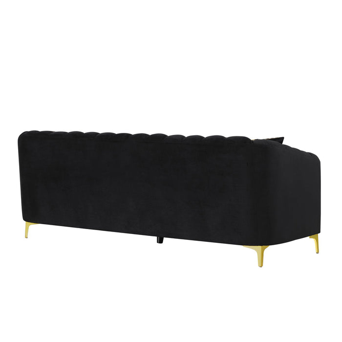 Global Furniture Black Velvet Slat Design Loveseat