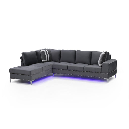 Global Furniture Grey Velvet LED Sectional