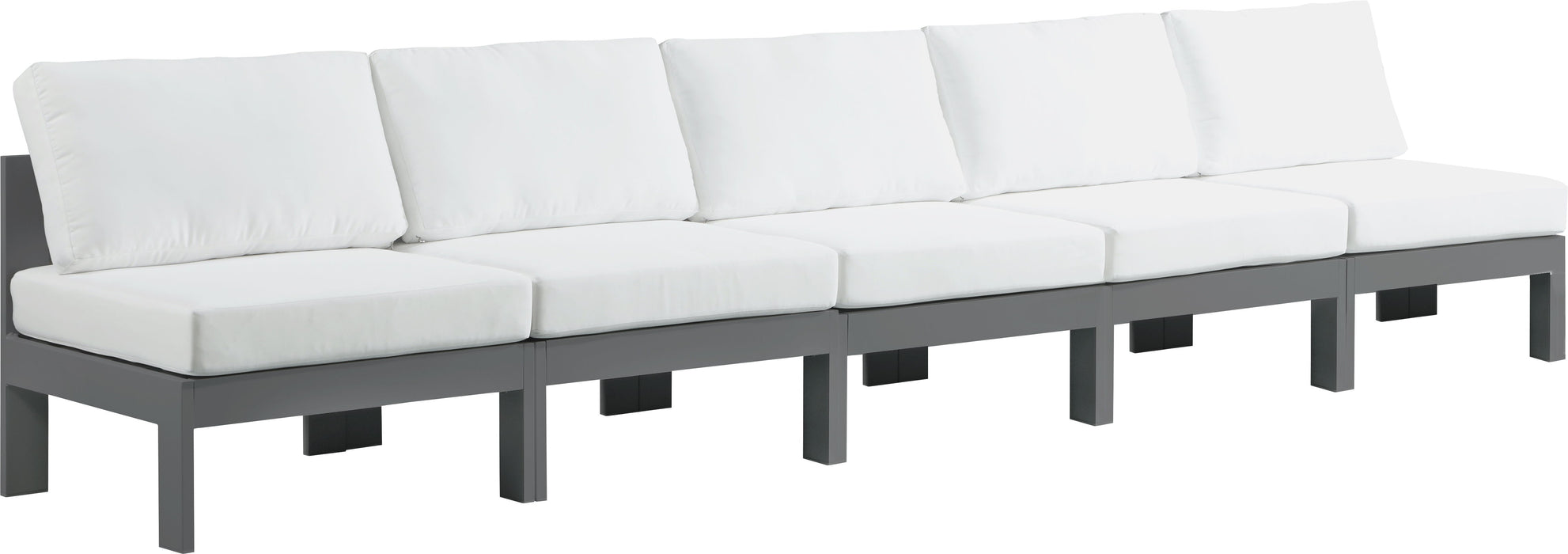 Nizuc - Outdoor Patio Modular Sofa Armless 5 Seats - White - Fabric