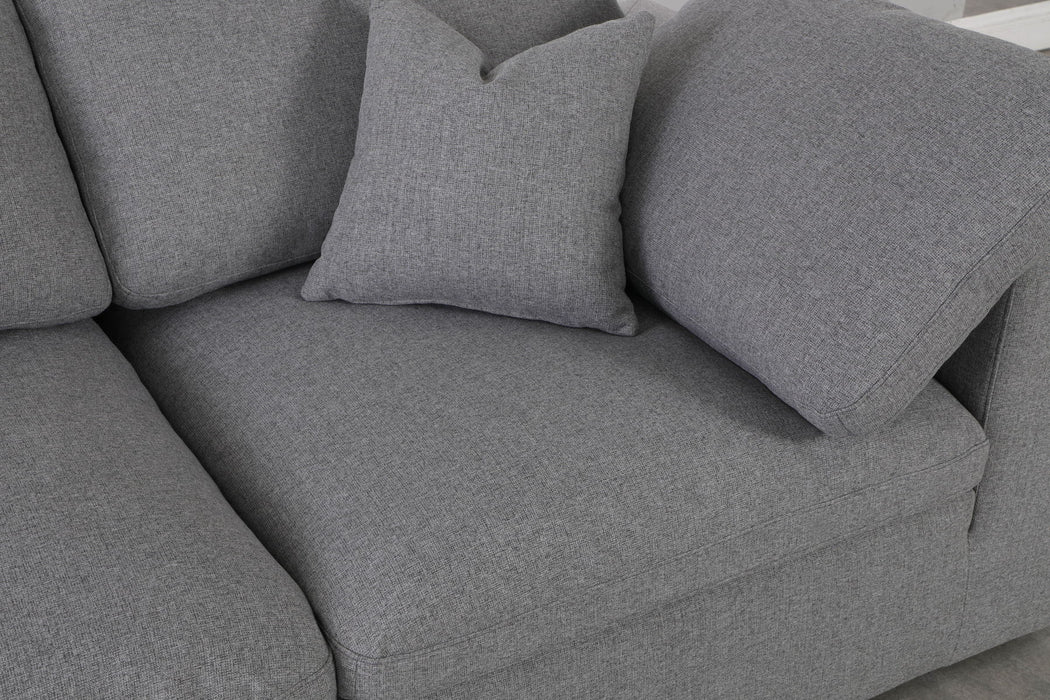 Serene - Linen Textured Fabric Deluxe Comfort Modular Sectional - Grey - Fabric