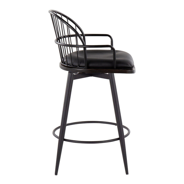 Riley - 26" Fixed-height Counter Stool With Arms (Set of 2) - Black