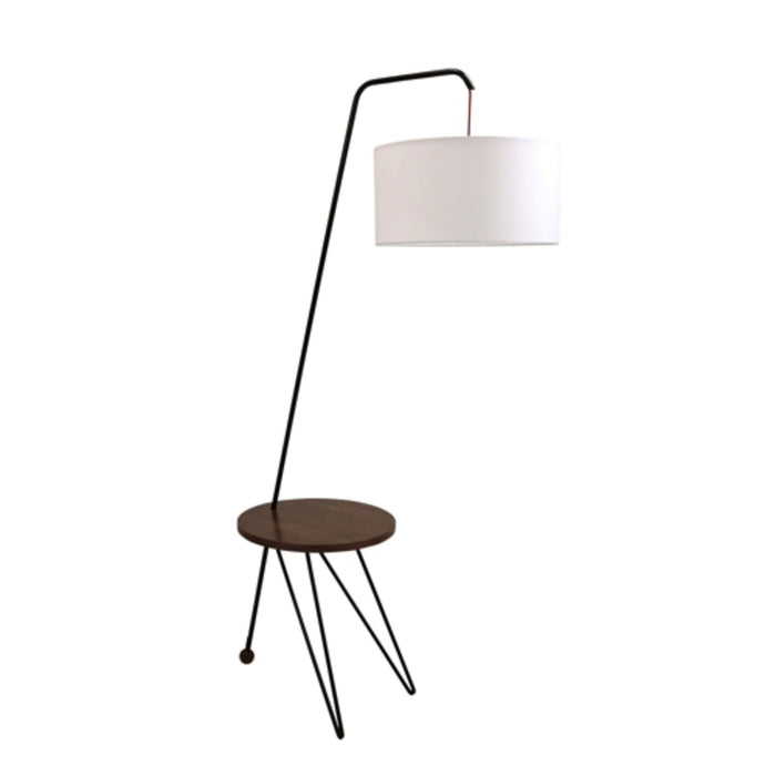 Stork - Floor Lamp - Walnut Wood Table Accent And White Shade