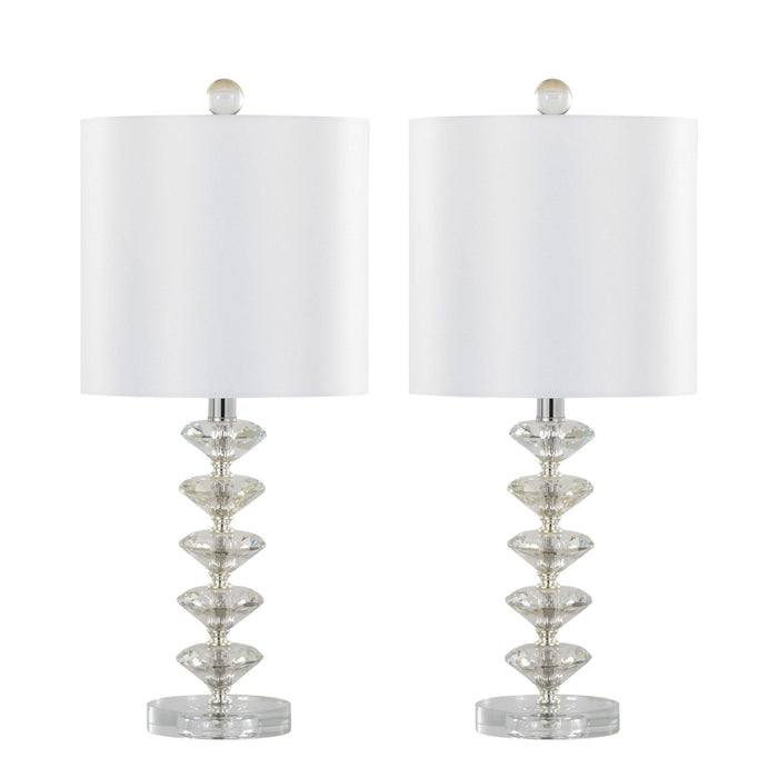 Diamond - Stacked 23" Crystal Table Lamp (Set of 2) - White
