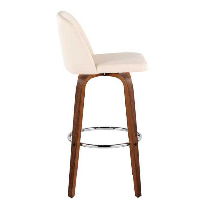 Toriano - 30" Fixed-height Barstool (Set of 2) - Walnut And Beige