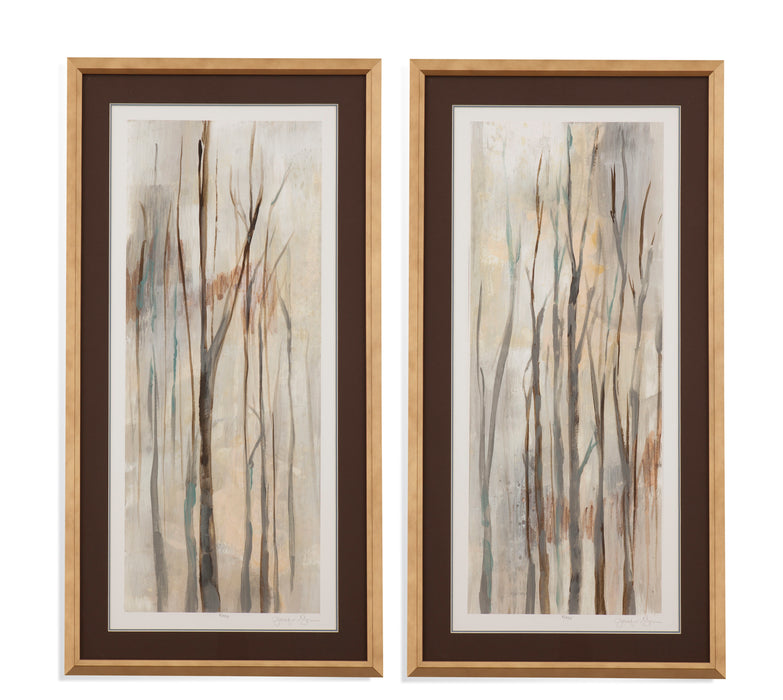 Wispy Birches II - Framed Print - Gold