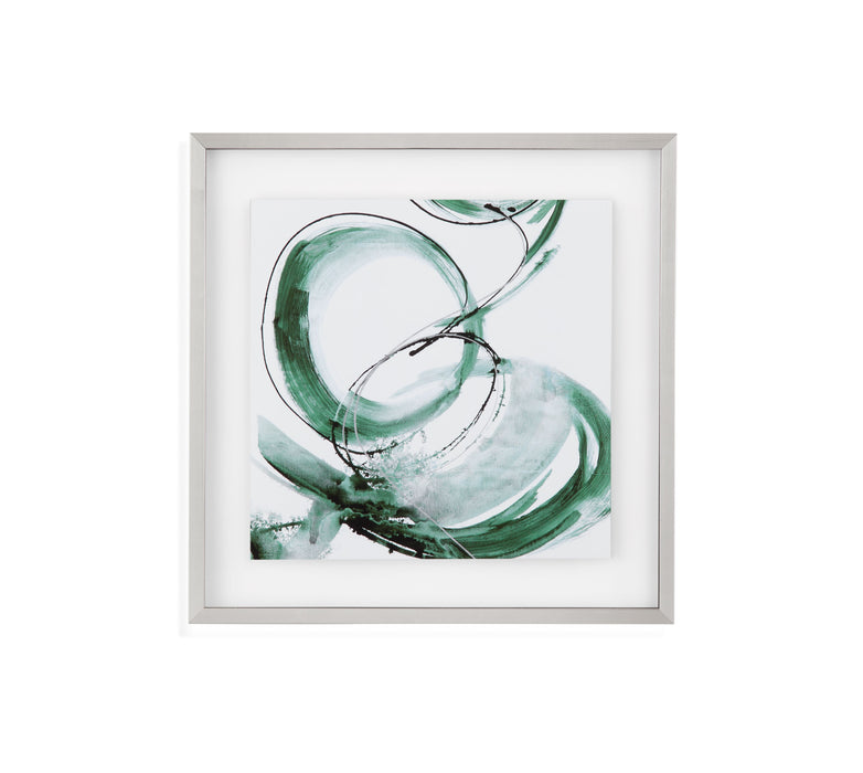 Green Swirls II - Framed Print - Pearl Silver