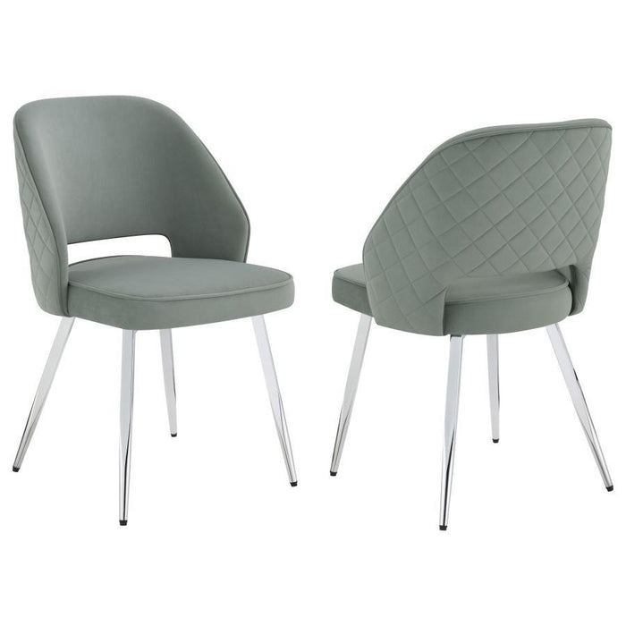 Hastings - Upholstered Dining Chairs With Open Back (Set of 2) - Gray And Chrome