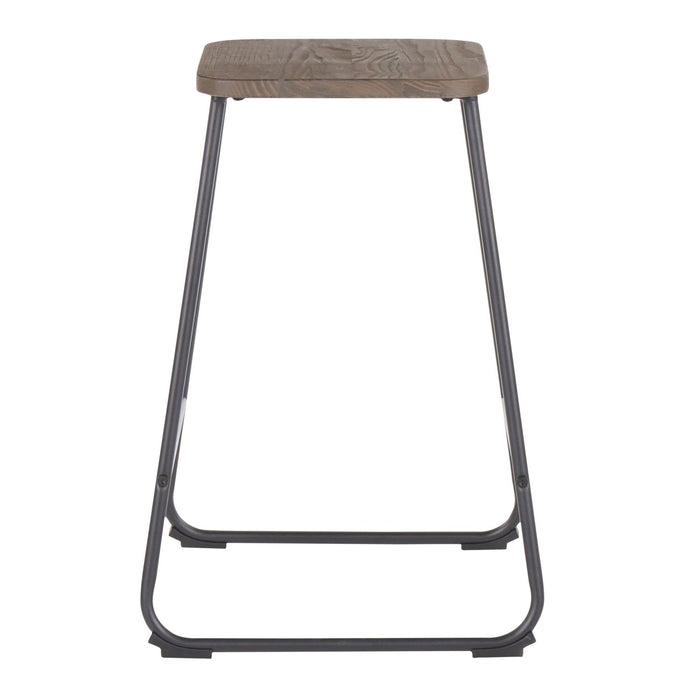 Zac - Counter Stool - Black Metal And Espresso Wood (Set of 2)