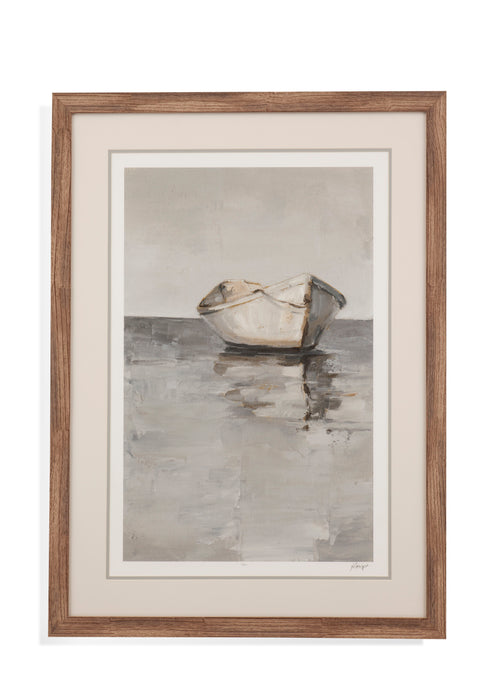 Boat On The Horizon I - Framed Print - Light Brown
