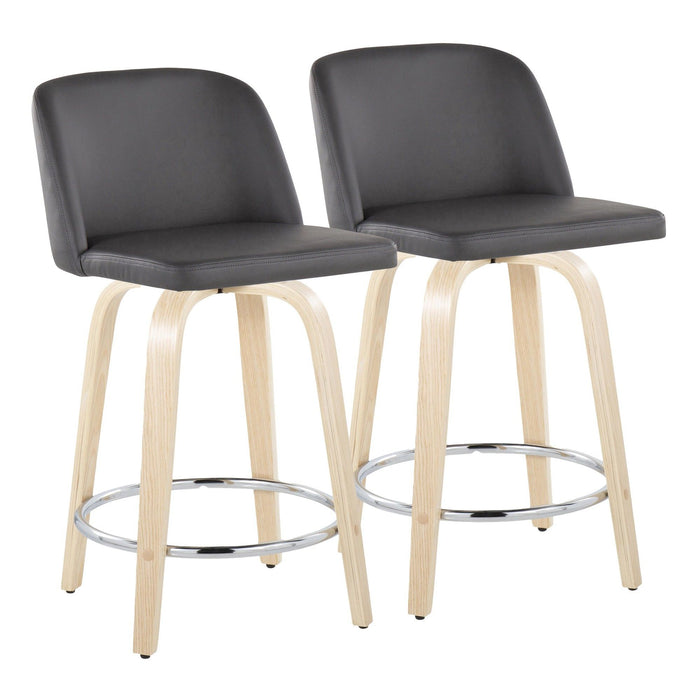 Toriano - 24" Fixed-height Faux Leather Counter Stool (Set of 2) - Natural