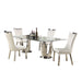 Chintaly ADELLE Contemporary Dining Set w/ Rectangular Glass Table & 4 White Chairs