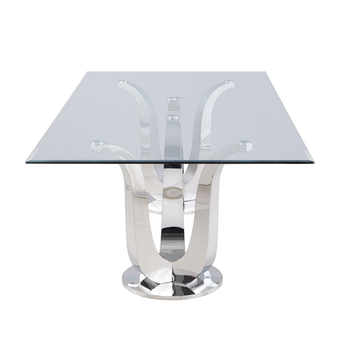Chintaly ADELLE Contemporary Rectangular Glass Dining Table