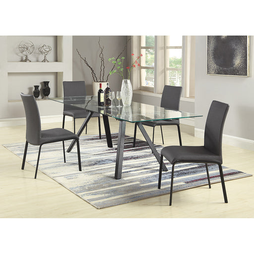 Chintaly AIDA Dining Set w/ Extendable Glass Table & Curved-Back Chairs