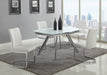 Chintaly ALINA Contemporary Dining Set w/ Extendable Starphire Glass Table & 4 Channel Back Side Chairs
