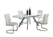 Chintaly ALINA Contemporary Dining Set w/ Extendable Starphire Glass Table & 4 Channel Back Side Chairs