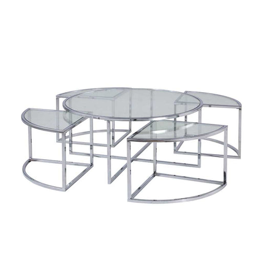 Chintaly ARIEL-CT-NST Contemporary 5-Piece Nesting Glass Cocktail Table Set