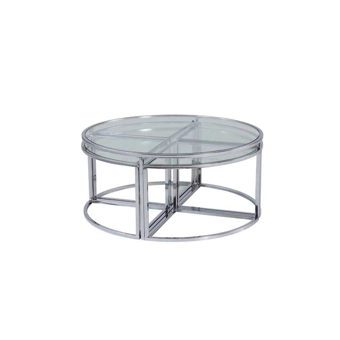Chintaly ARIEL-CT-NST Nesting Cocktail Table Glass Top & Steel frames