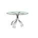 Chintaly ASHTYN Contemporary Glass Dining Table w/ Sloping Design Brushed Nickel Base