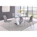 Chintaly BECKY Contemporary Dining Set w/ Glass Table, Wood & Steel Pedestal and 4 Chairs