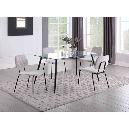 Chintaly BERTHA Contemporary Dining Set w/ Rectangular Glass Table & 4 Chairs