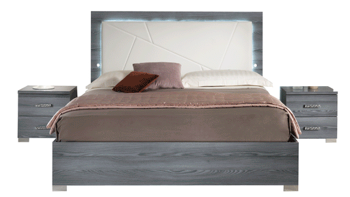 ESF Michele Di Oro, Made in Italy Nicole Bed with Upholstered HB in Grey with Light SET p12837