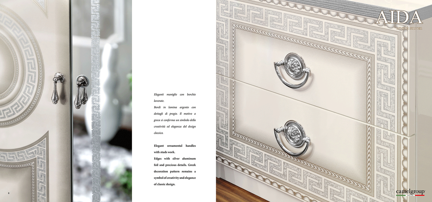ESF Camelgroup Italy Aida White/Silver Vanity Dresser SET p12134