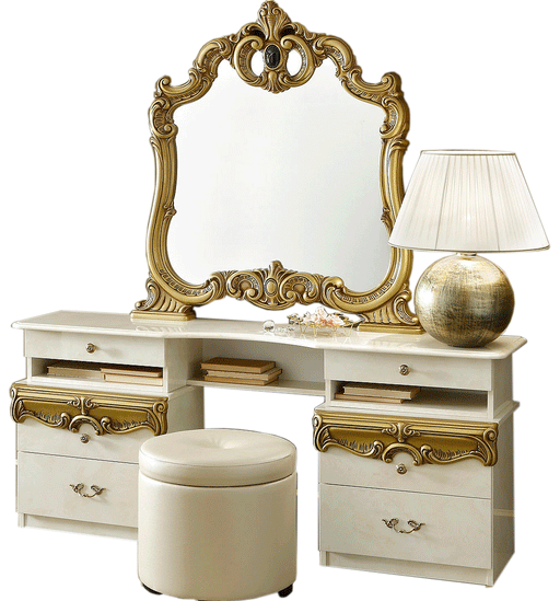 ESF Camelgroup Italy Barocco Ivory/Gold Vanity Dresser SET p12137