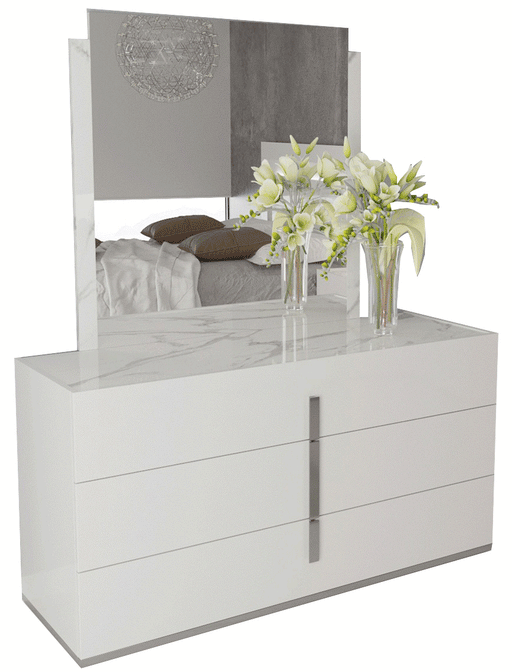 ESF Status Italy Carrara White Dresser/Mirror SET p11740