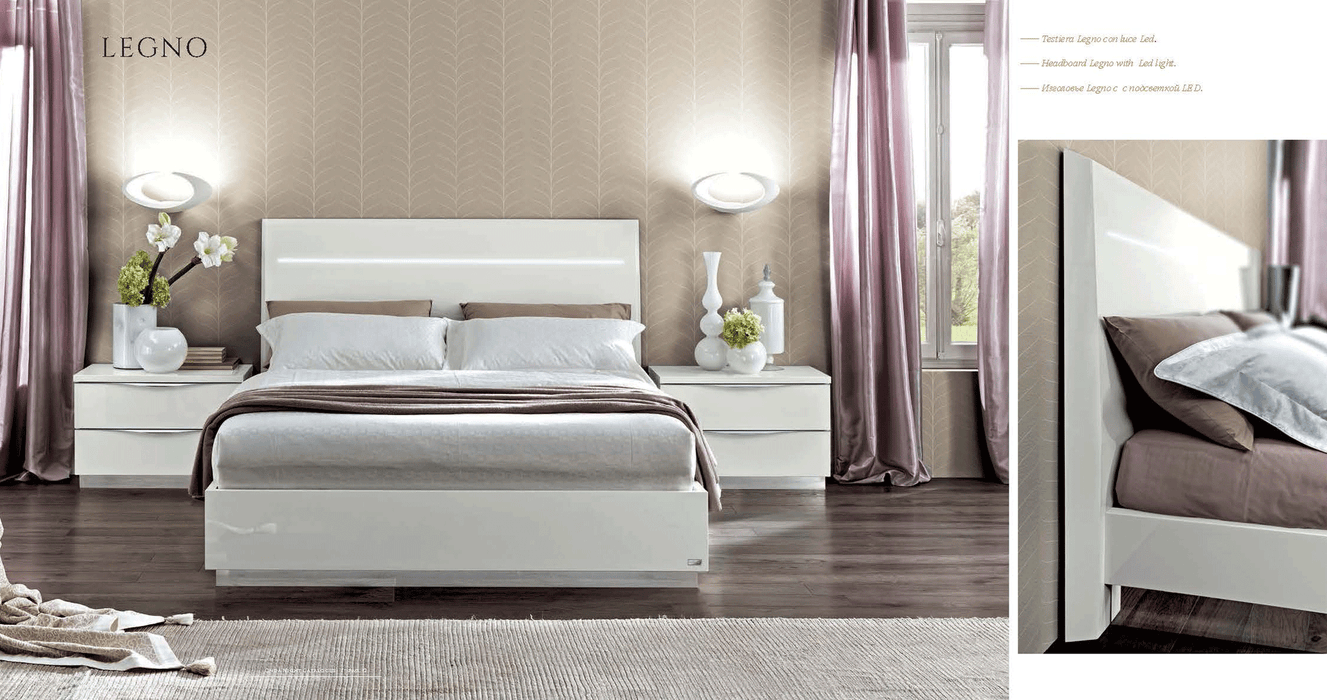 ESF Camelgroup Italy Onda LEGNO White Bed with Led Lights SET p11717
