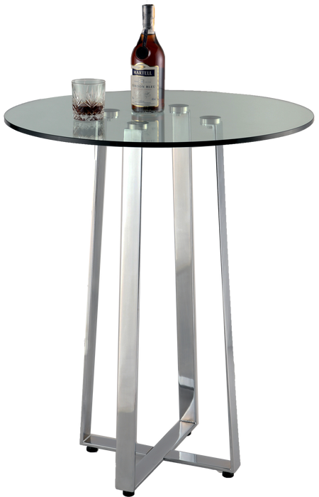 Chintaly CHAMBERS Glass Top Counter Table w/ X-Shaped Steel Base