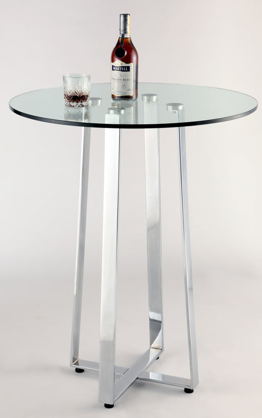 Chintaly CHAMBERS Glass Top Counter Table w/ X-Shaped Steel Base