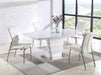 Chintaly CHARLOTTE Contemporary Dining Set w/ White Glass Table & 4 Motion-Back Chairs