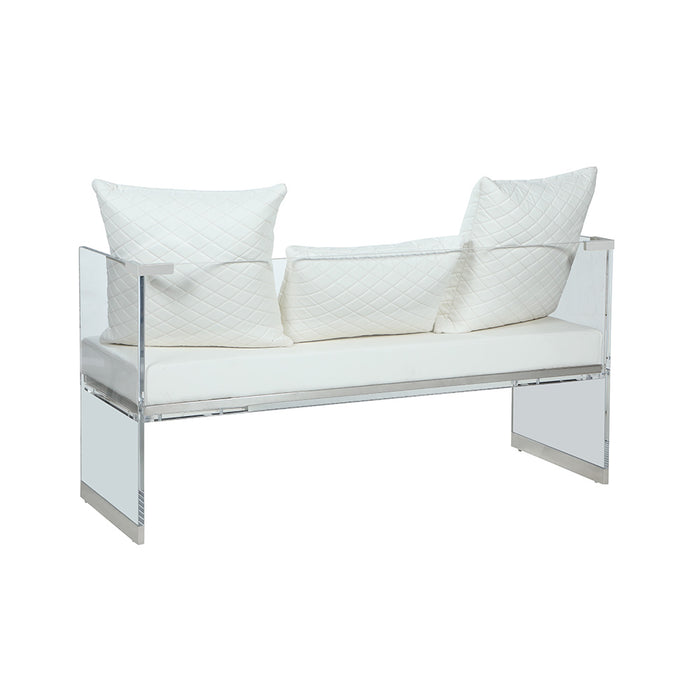 Chintaly CIARA Contemporary Acrylic Bench w/ Upholstered Seat