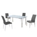 Chintaly CRISTINA Contemporary Dining Set w/ Glass Table & Upholstered Chairs - Gray