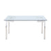 Chintaly CRISTINA Contemporary Glass Top Dining Table w/ Steel Base
