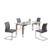 Chintaly CRISTINA Dining Set w/ Contemporary Glass Table & Modern Upholstered Chairs - Gray