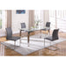 Chintaly CRISTINA Dining Set w/ Contemporary Glass Table & Modern Upholstered Chairs - Gray