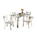 Chintaly CRISTINA MAIDEN Contemporary Dining Set w/ Glass Table & Upholstered Chairs